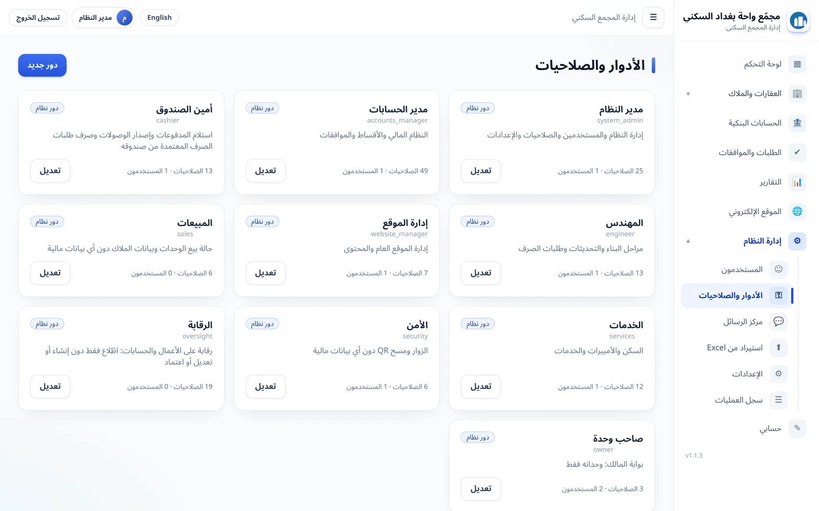 الأدوار والصلاحيات