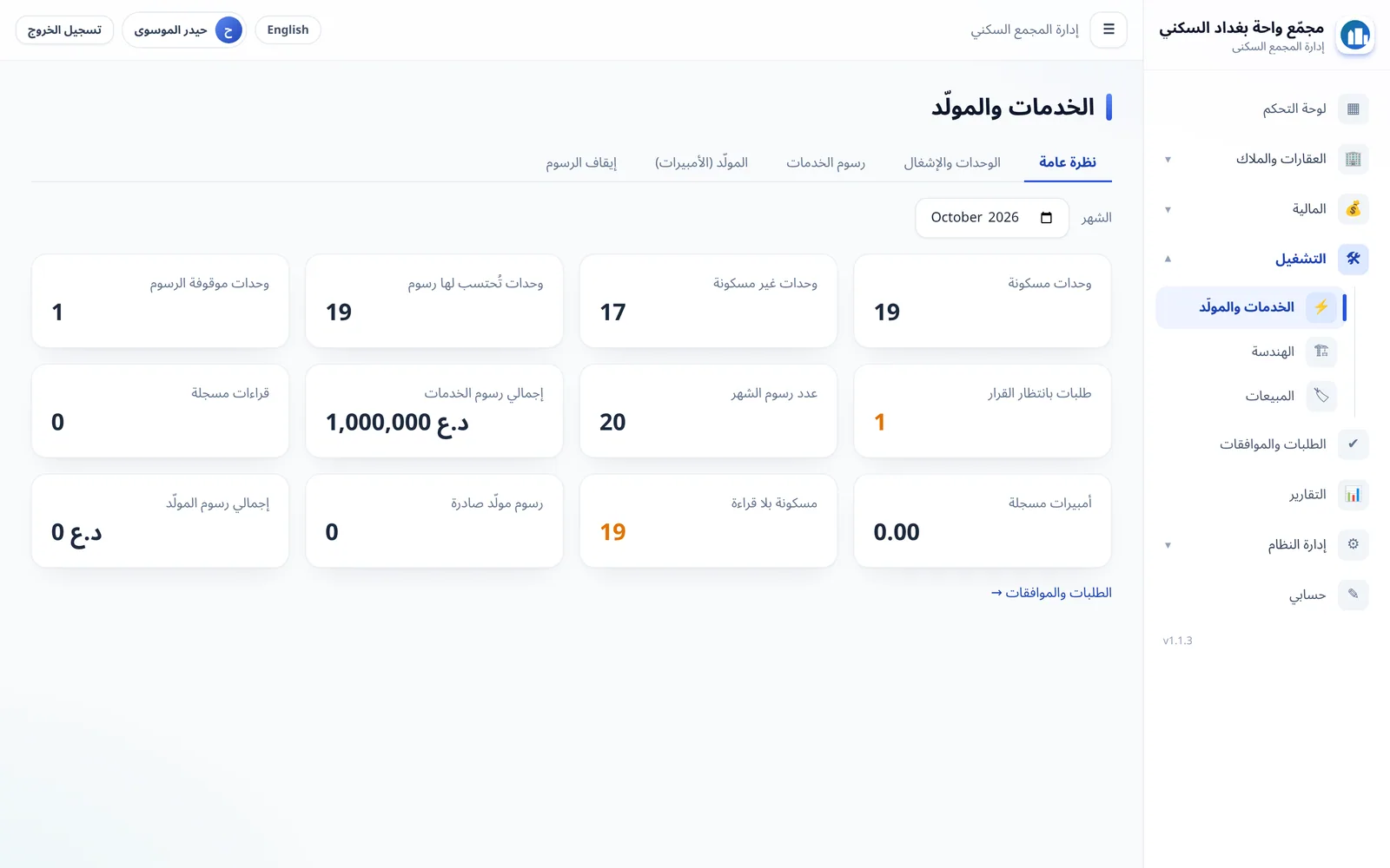 الخدمات والمولّد